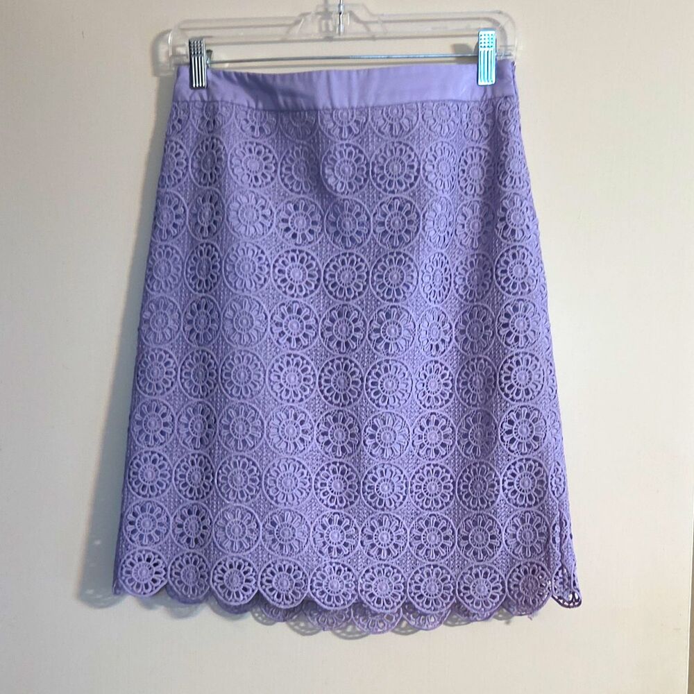 The Limited Women’s 8 Purple Floral Lace A-Line Knee Length Lined Zip Skirt